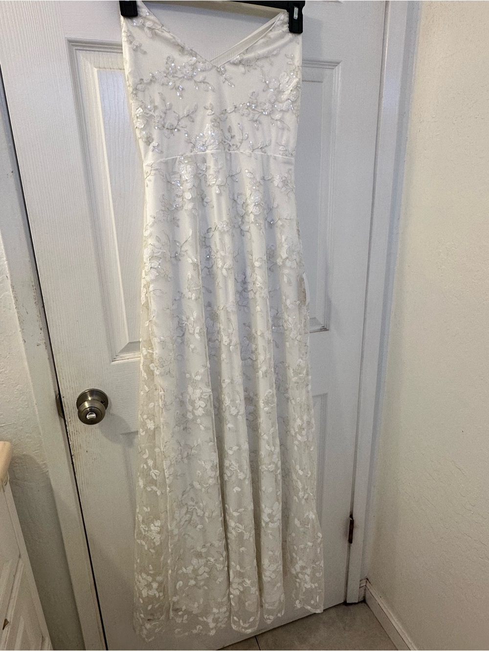 Lulu's White Sequin Embroidered Dress